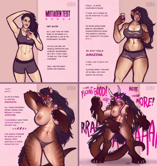 Mutagen Test Redraw [F human -> Tiger monster] [anthro] [growth] [muscle] [multiarm] [OC] by Monstrifex by Monstrifex