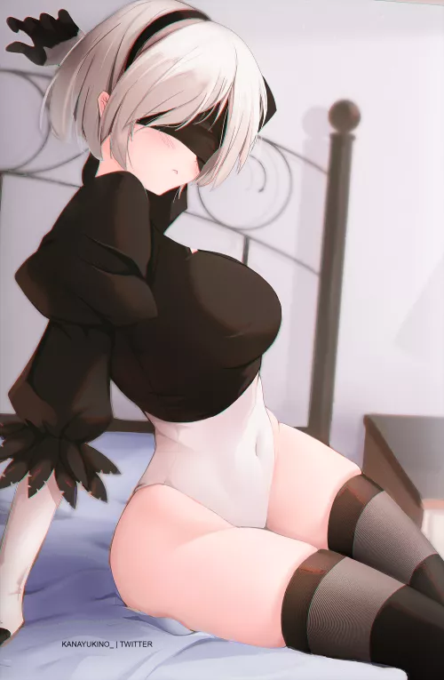 2B awaits on the bed (kana yukino) by SoManyCookies