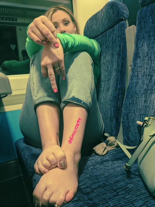 I want my feet worshipping while on the train... Who's going to be the lucky boy? 😈 by Emilyjr94