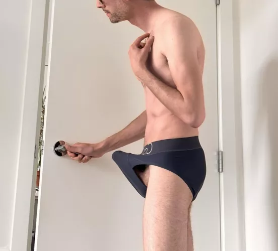 Morning wood, a big dick, and need to sneak to the bathroom. by curiosity-strike