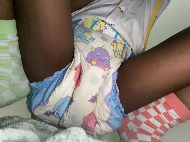 My diaper feels soo heavy… 😩 How many times do you think I pee’d in this one? 🥹 by LittleLunari