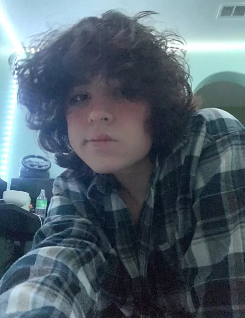 blushing in my cute flannel!! :3 by mmaei