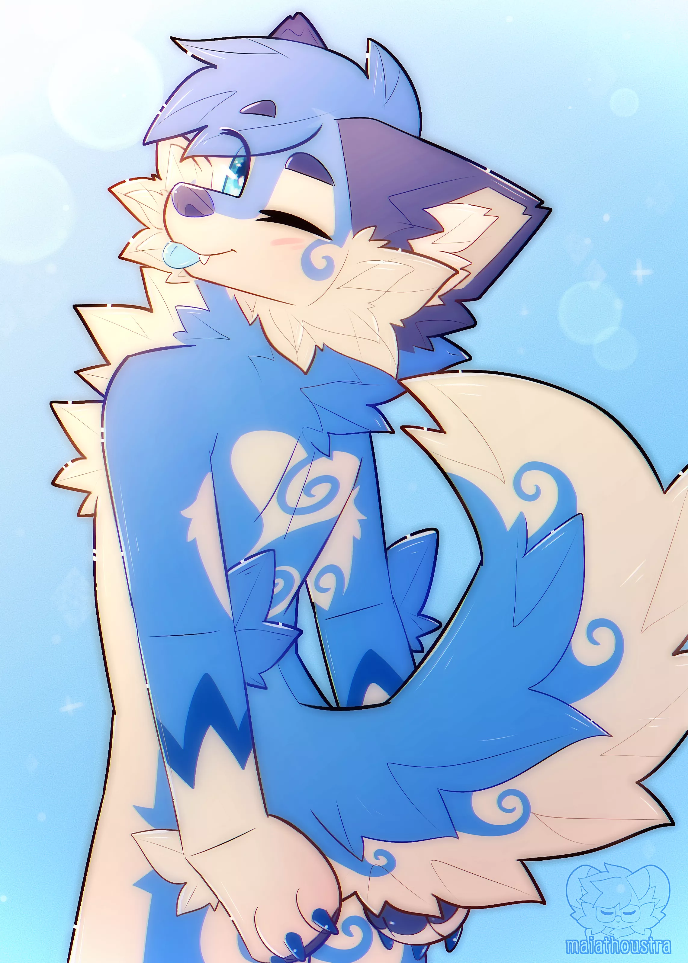 Wink and blep combo ~ commm for u/Vegas093, art by me @maiathoustra posted by maiathoustra