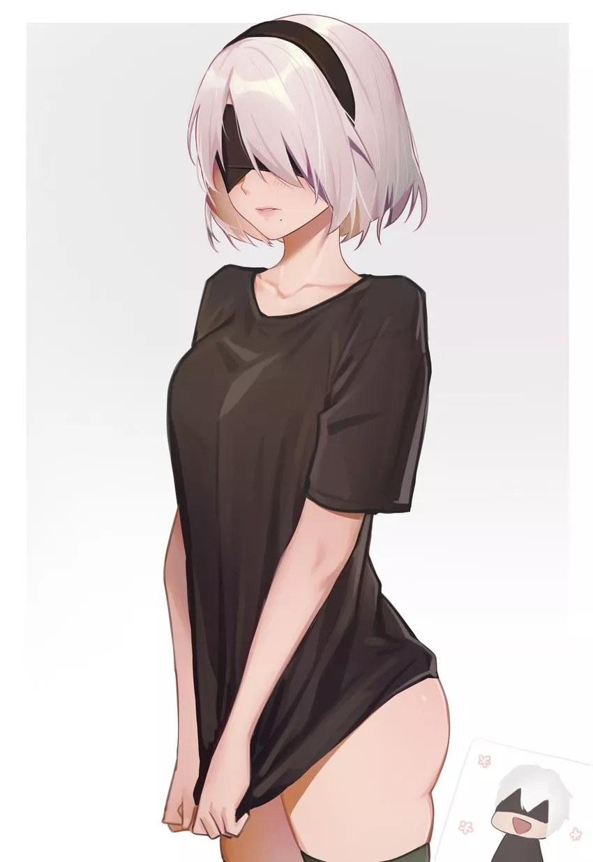 2B out of her battle outfit (NieR Automata) posted by SerTapsaHenrick