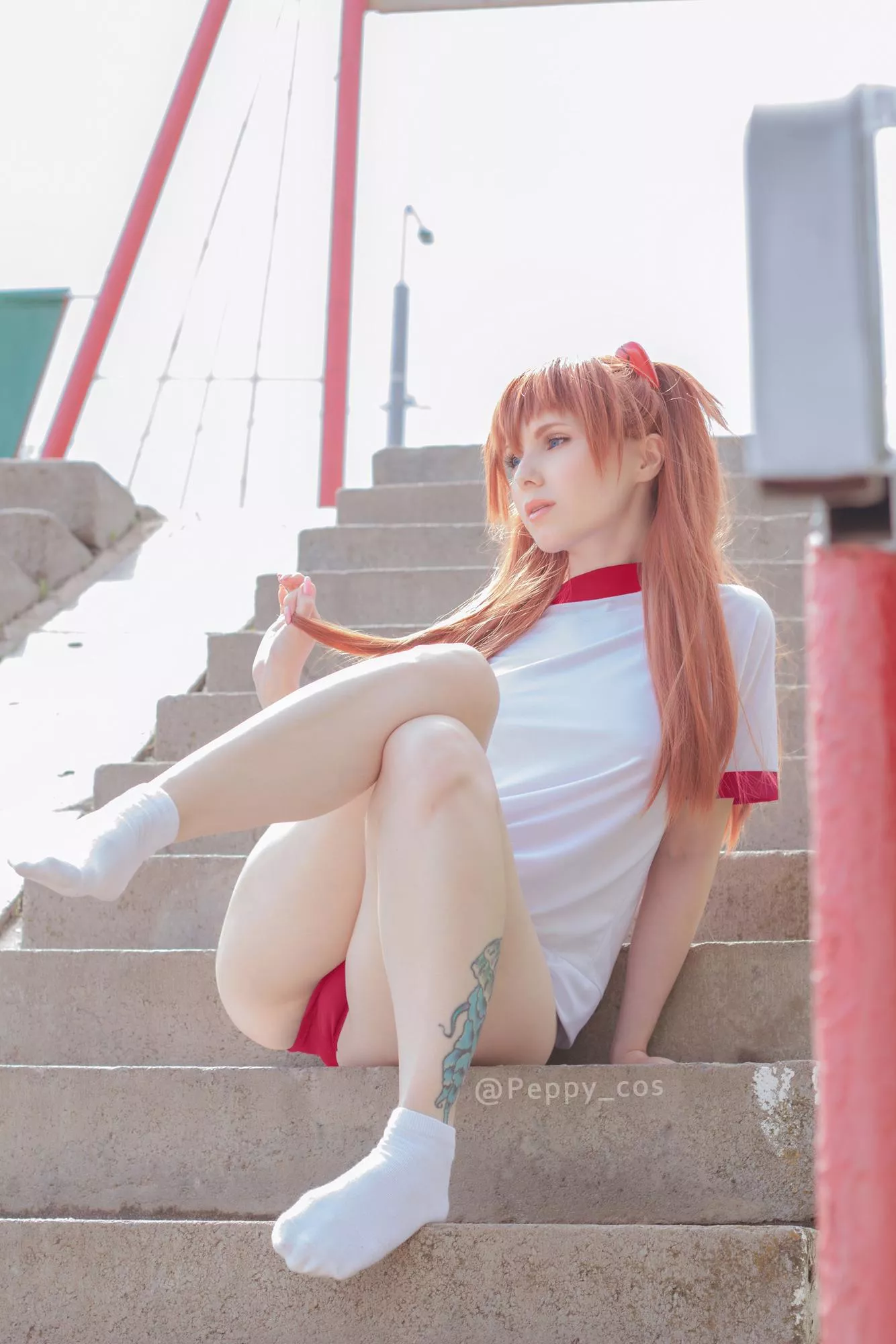 Asuka Langley in white socks (by Peppy_cos) posted by peppy_cos