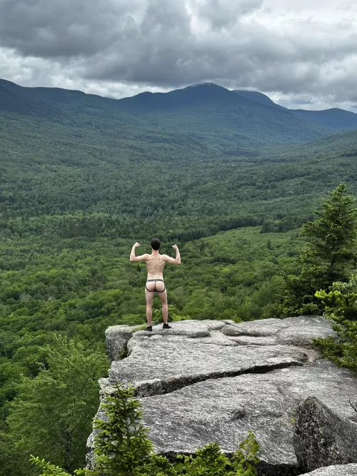 At the summit in nothing but a jockstrap by wildmountainboy3