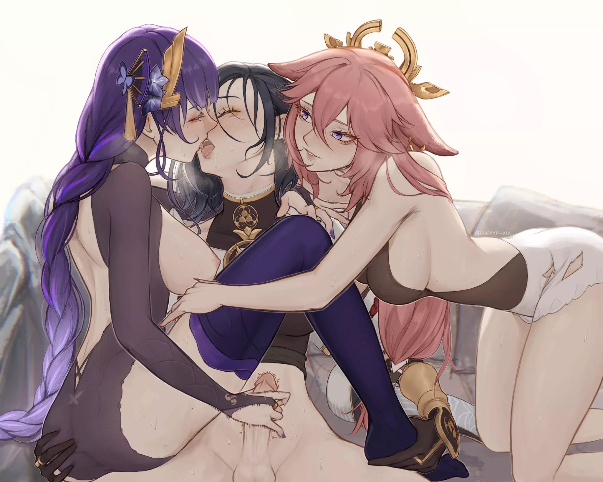 Eimikosara threesome (oofxyphxia) [Genshin Impact] posted by DoctorHeliolisk