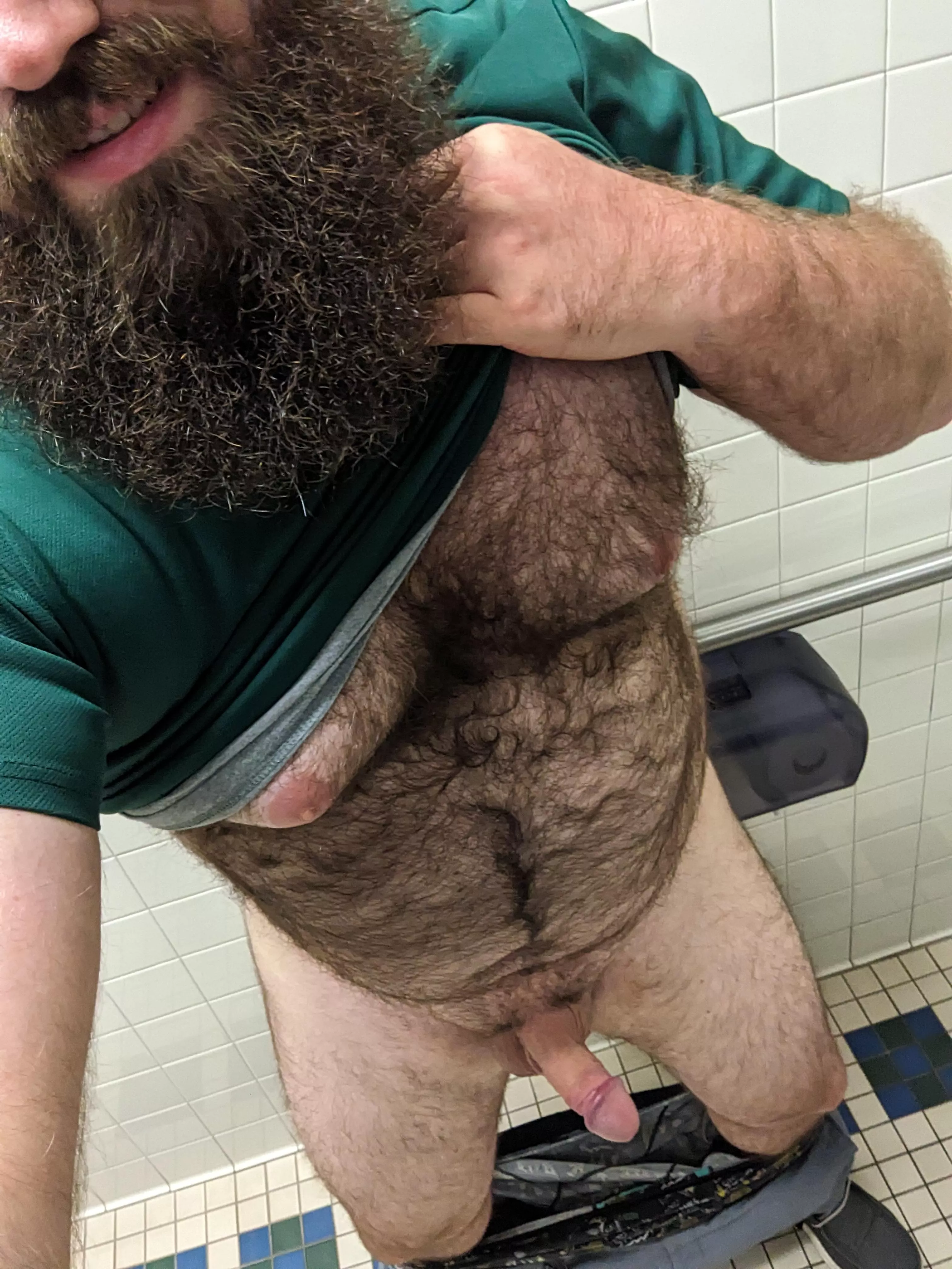 Finally getting to step away from my desk... Meet me in the bathroom? 😁😏 posted by BeardedAnonnn