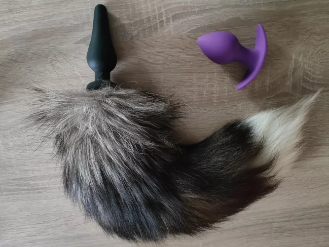 I love to spend long time with plug in my ass, tomorrow I'm going to go for a long walk in the mountains, what should be under my skirt? Normal plug or tail plug? ( I already ordered double dildo panties ^^) by MilaTitor