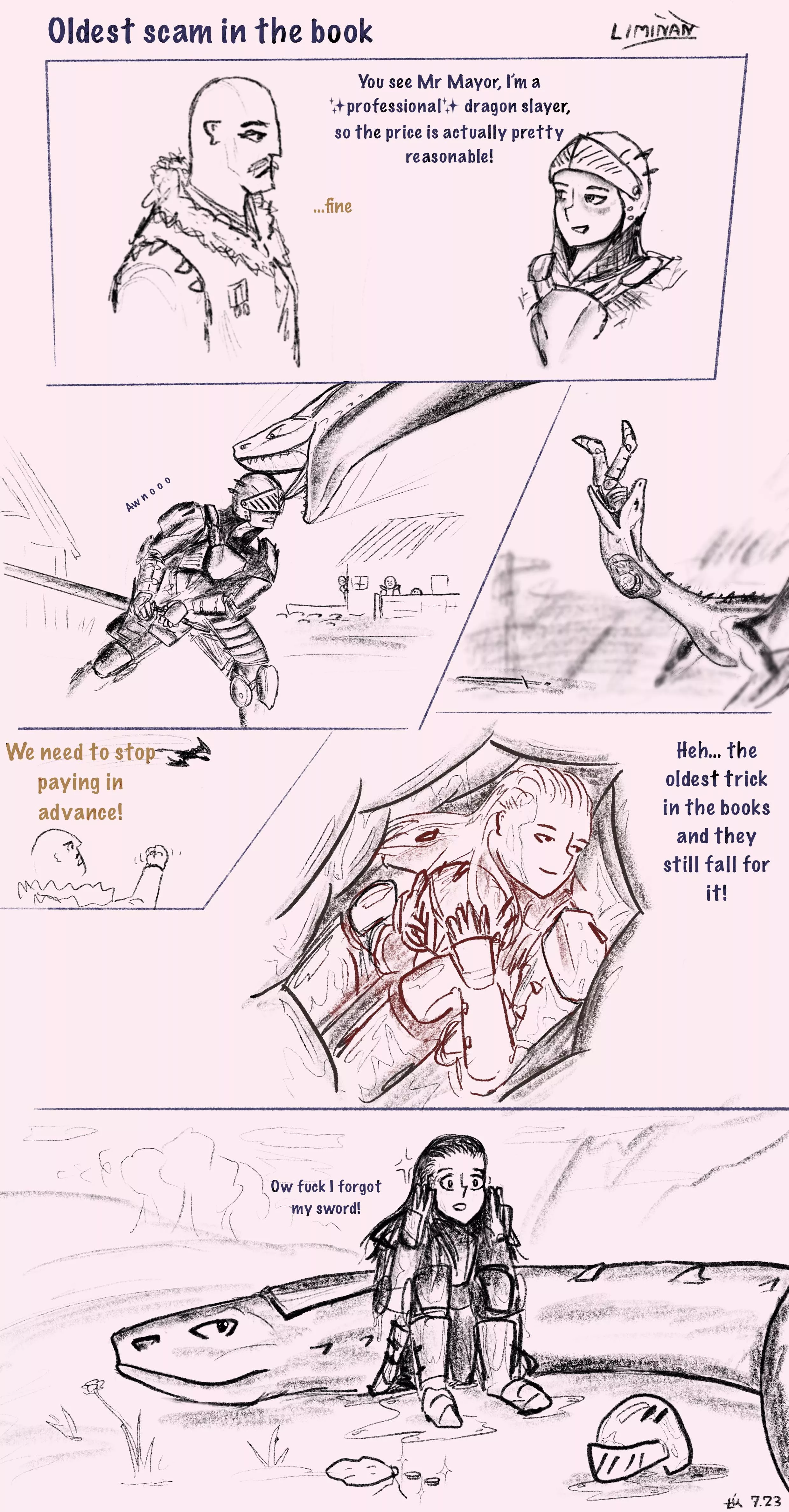 {image} “The oldest Trick in the book” by Liminan (me)- first time drawing vore in quite a while, any feedback is welcome! (?/F) (dragon) (willing) (safe) posted by Liminan