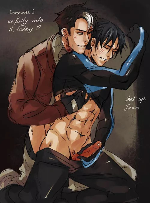 Jason Todd X Dick Grayson by idefkawtf