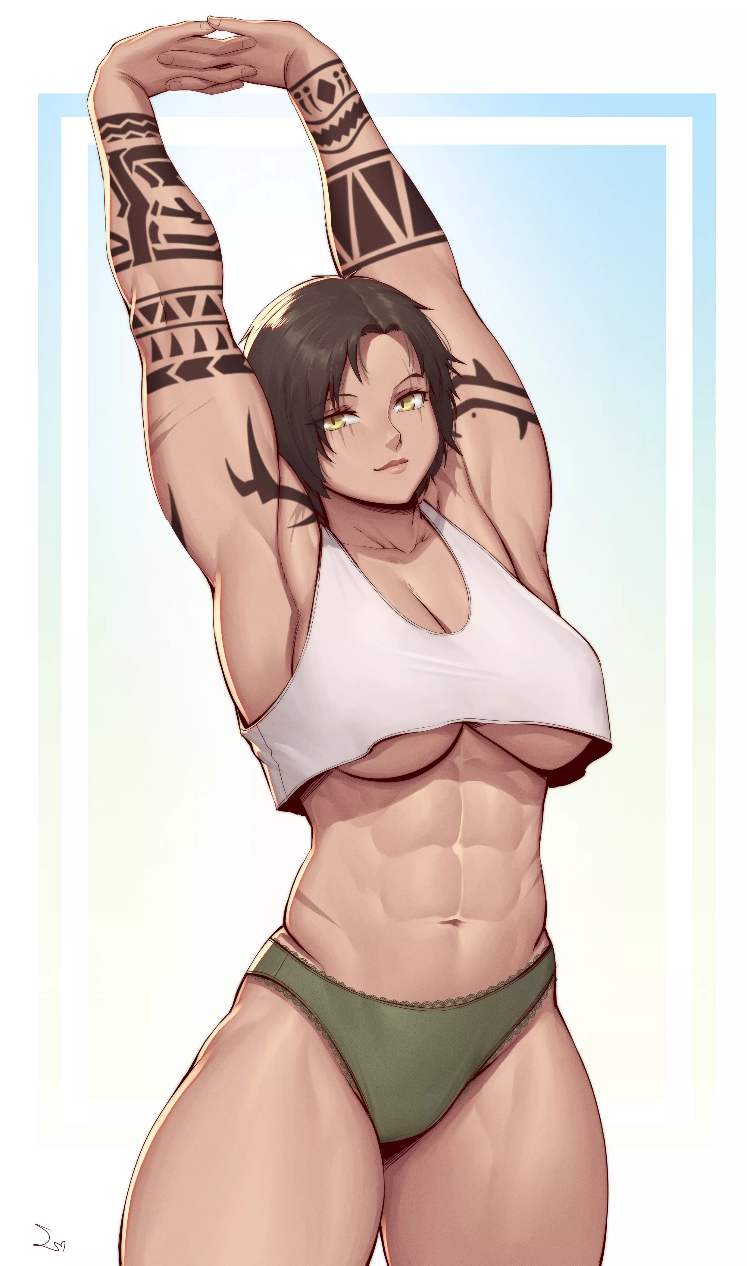 Muscular girl with tattoos [Artist: SpeedL00ver] posted by ComaOfSouls