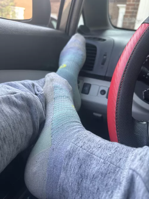 [selling][canada] blue and grey ankle sockies in sneakers today (not work boots) by cgtootsies