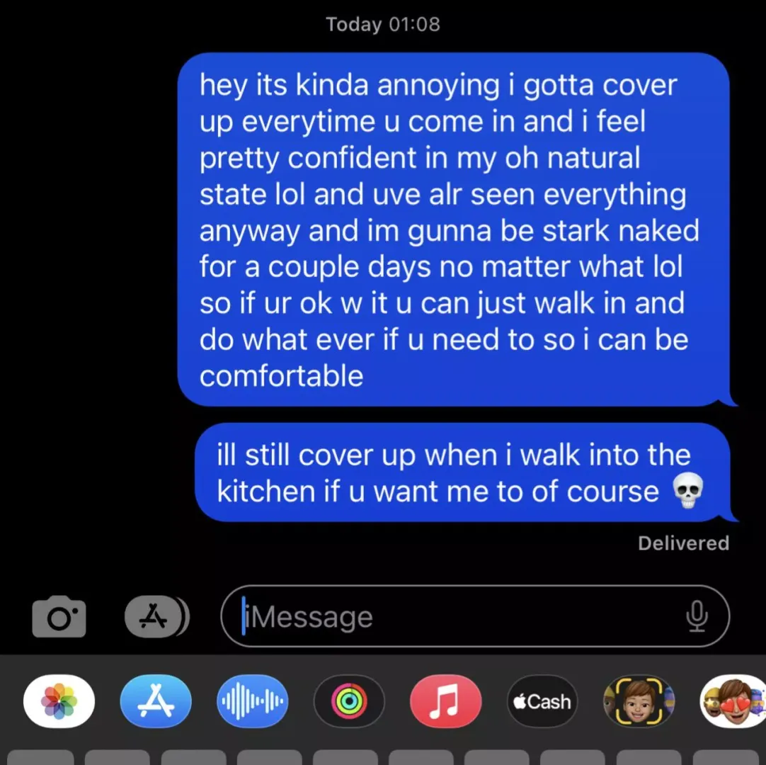 Baby steps to coming out as nudist to my mom posted by Cheesyballsnorter