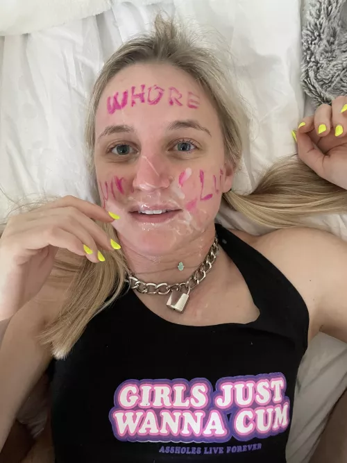 Collared and covered in his yummy cum [F] by bunnybuttstuff