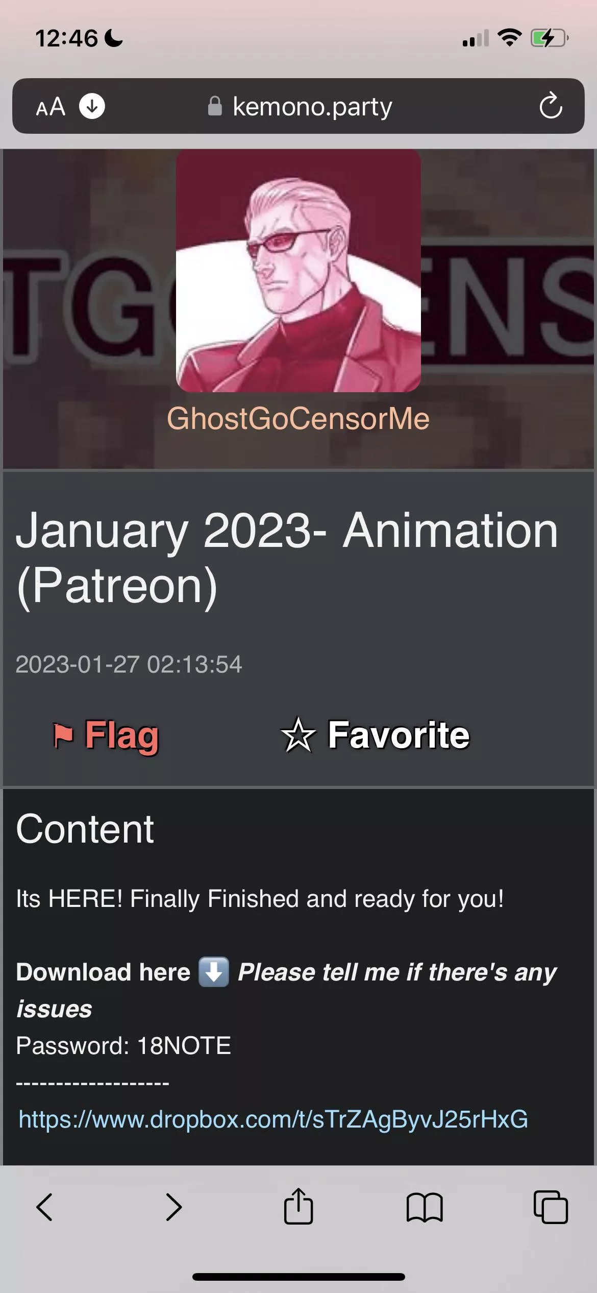 Does anyone have the file for this GHOSTGOCENSORME animation?The Dropbox link was down when I found it. (Kemeno party) posted by yo-tho