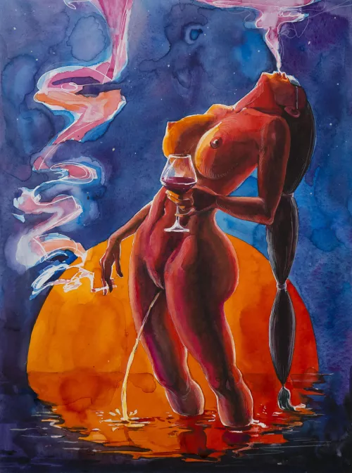 Guilty Pleasure, watercolor by valeria_ko_art