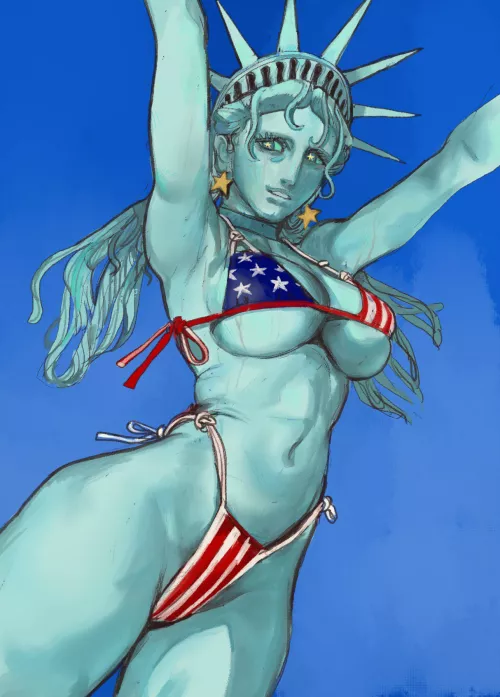 Lady Liberty likes to lose a layer for 4th of July [America] (mossa) by DownyLivesMatter