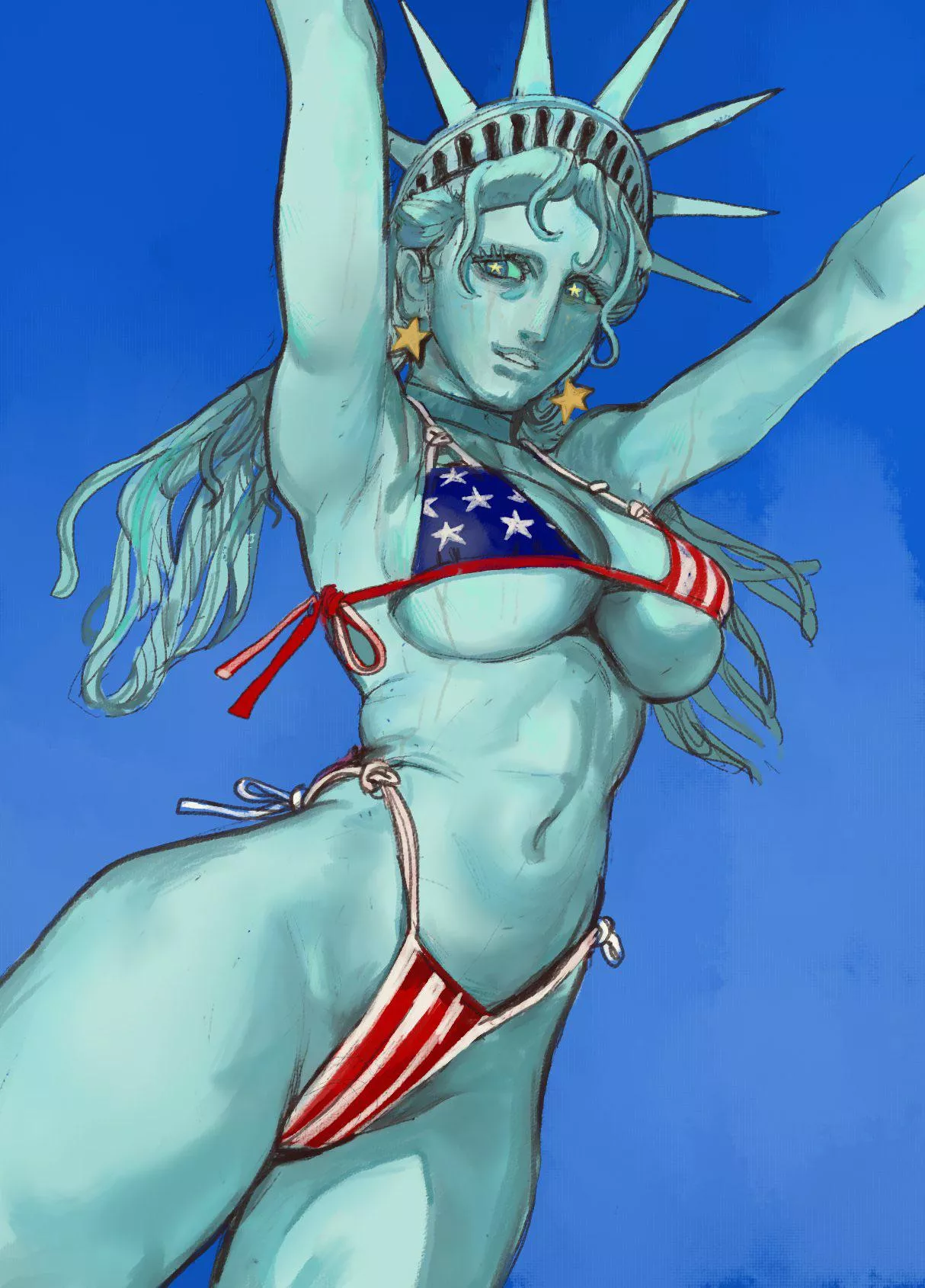Lady Liberty likes to lose a layer for 4th of July [America] (mossa) posted by DownyLivesMatter