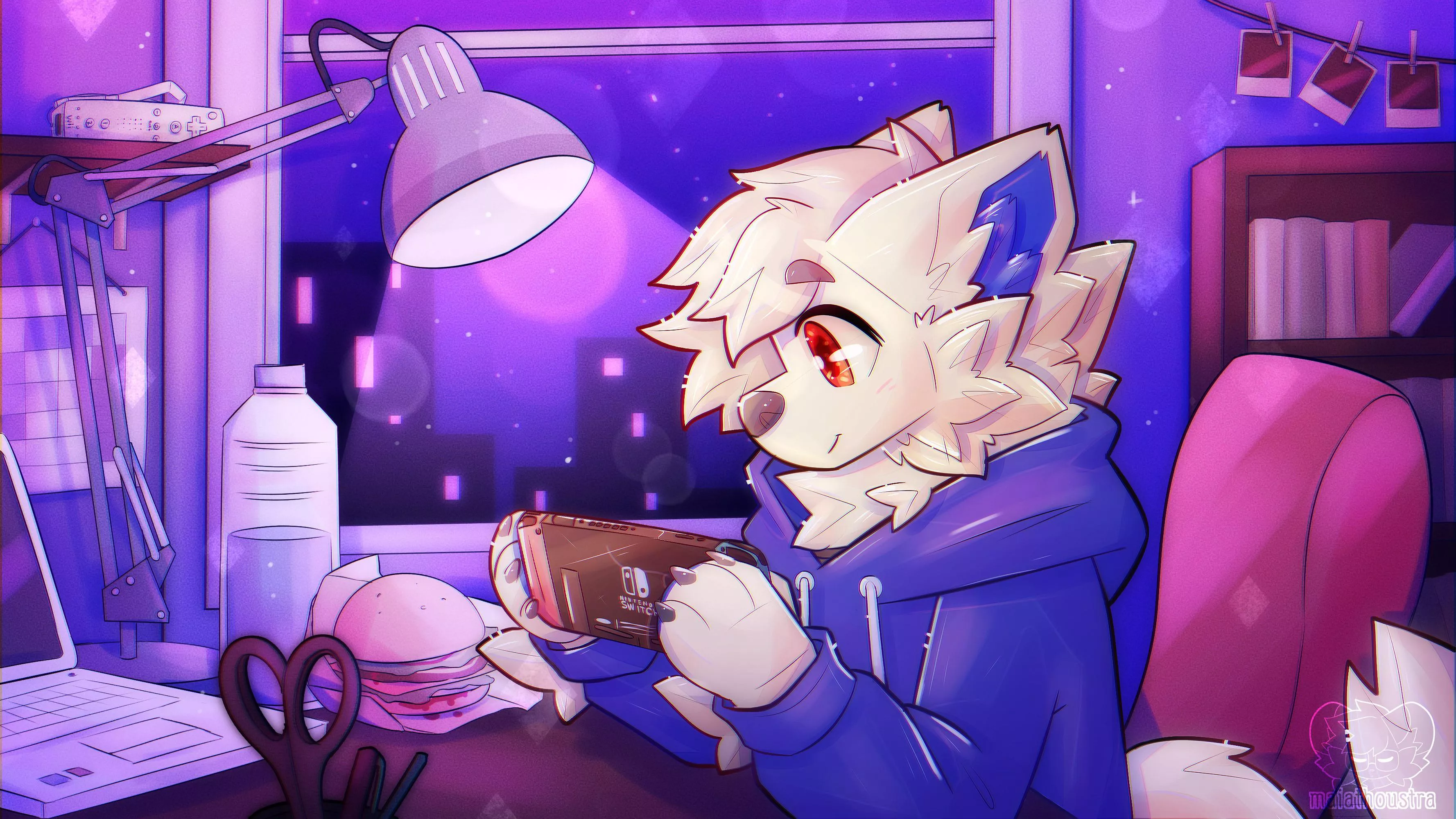 Lofi wolf ~ cm for xEchowo, art by me @maiathoustra posted by maiathoustra