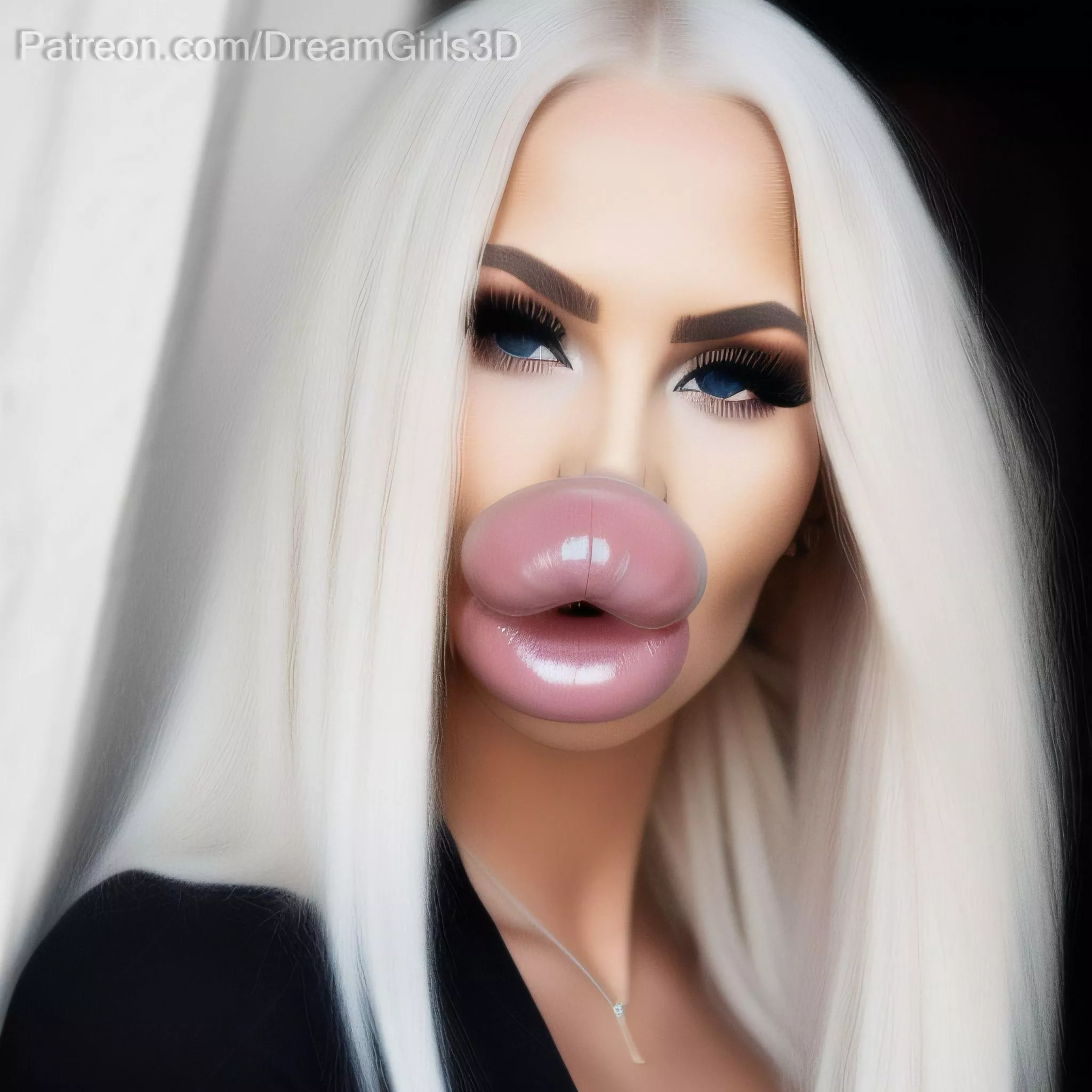 Platinum blonde bimbo with XL lips posted by DreamGirls3D