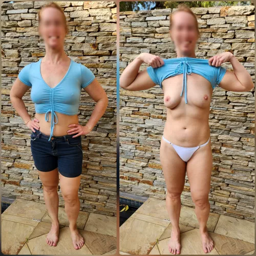 Having some on/off fun by the pool! [F] 38 by Foxy_Red_Mamma