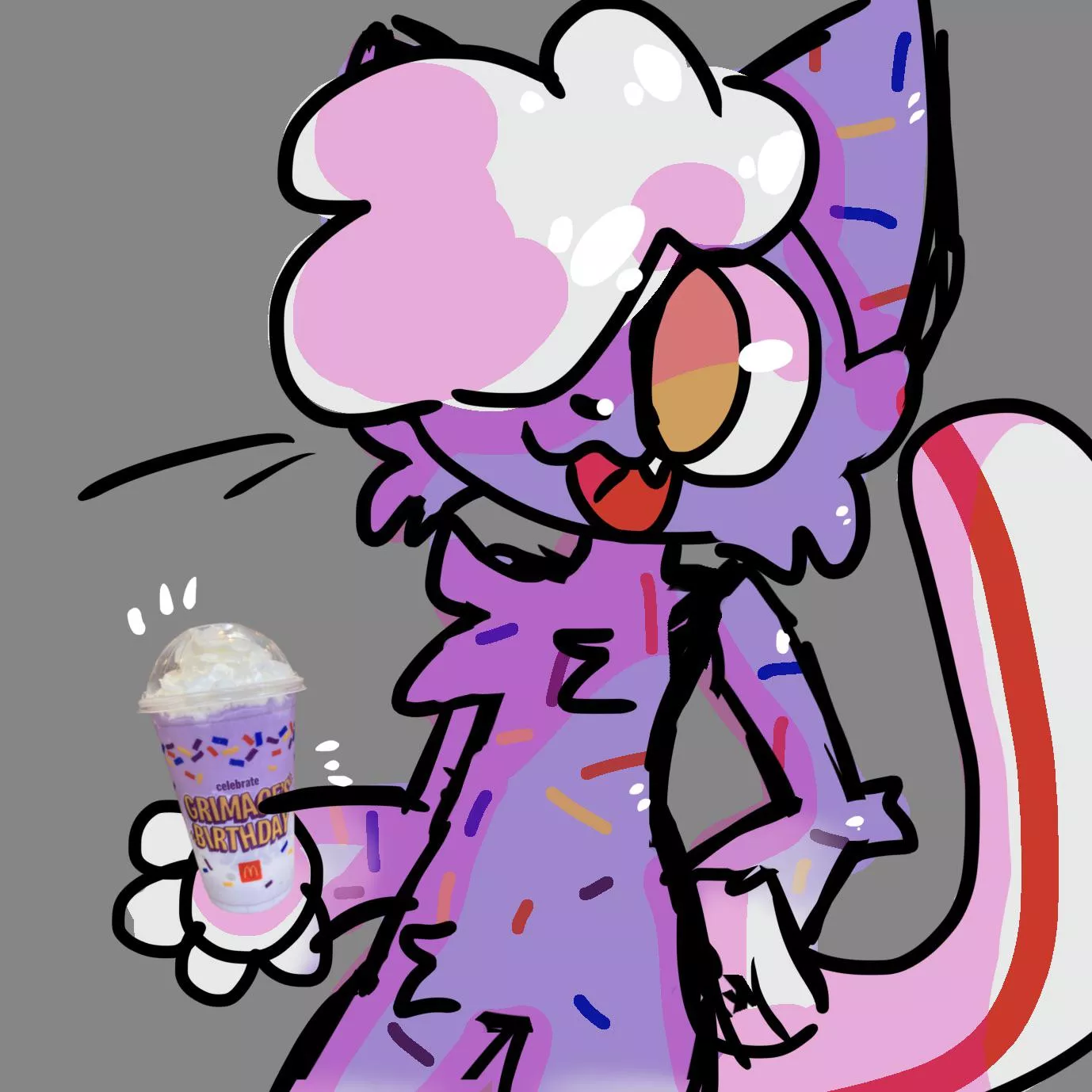 I doodled a furry version of the grimace shake posted by Kitzeeee