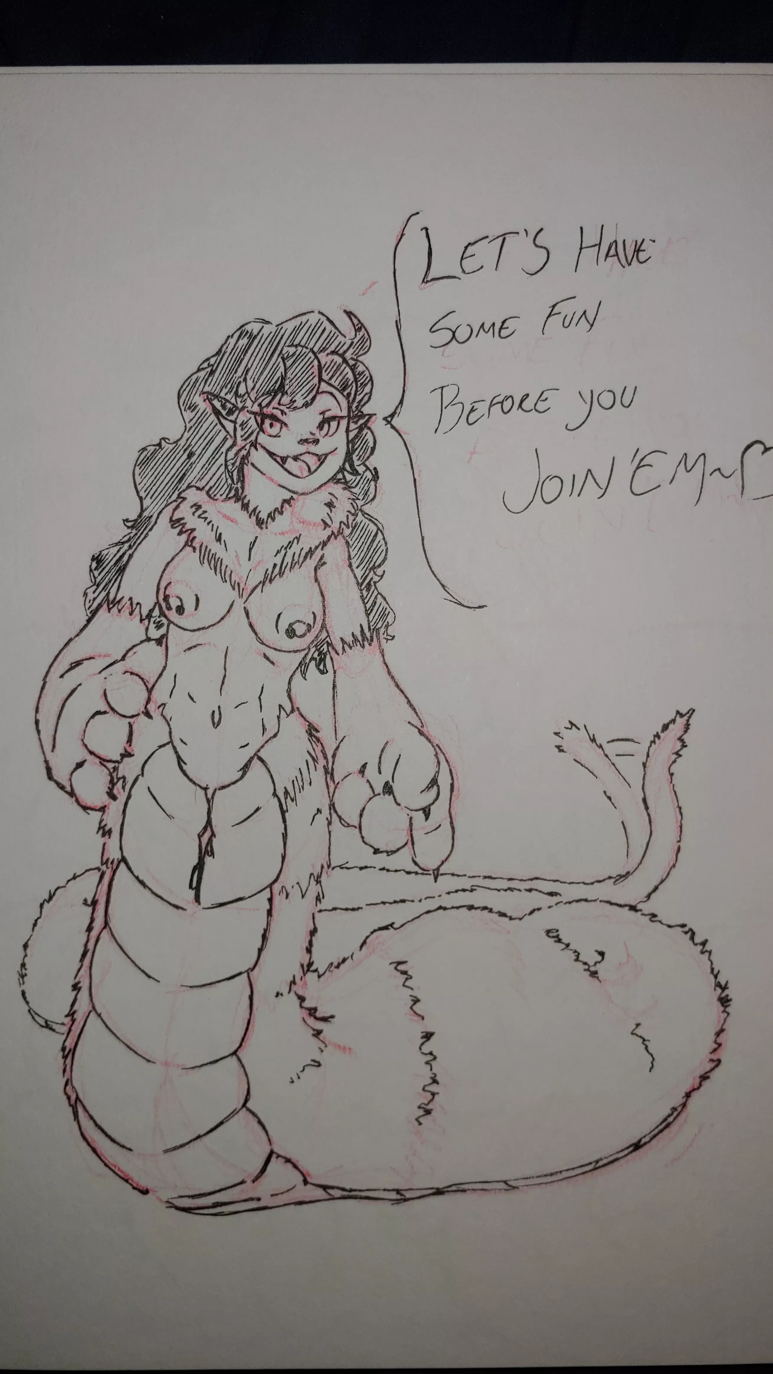 {Image}Fluffy Lamia, art by me posted by DarkUrsaman