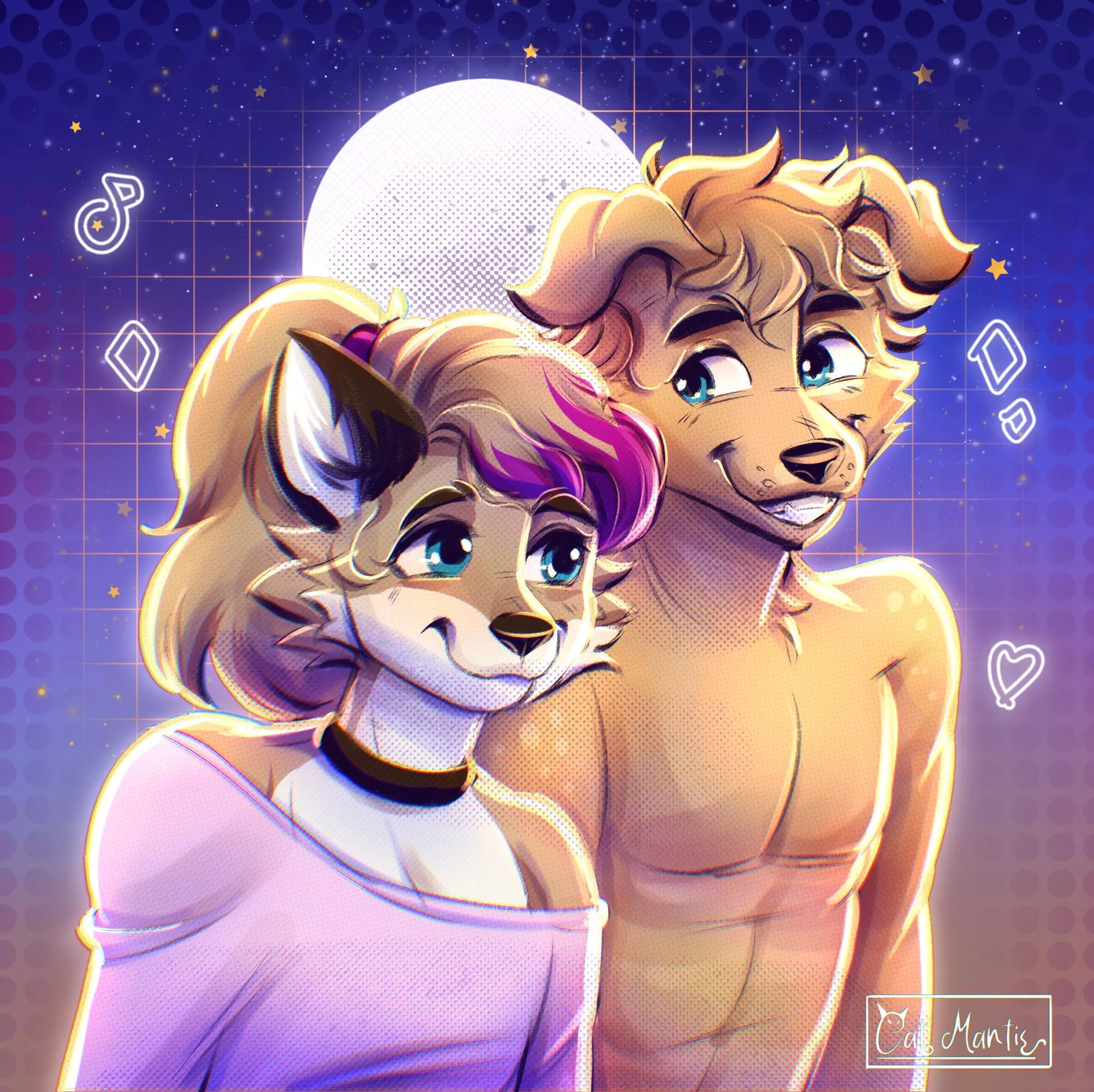 New couple art of my sonas, I really love the vibe it has. Made by @Noit_fur on TG. posted by Nathan_Raccoon