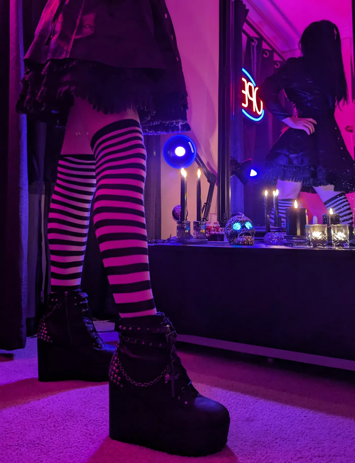 this goth femboy's weakness is a new pair of boots 🖤 posted by detectivebiscuit