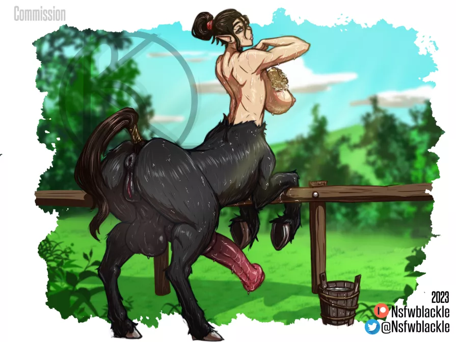 A lonely centaur taking a bath outside (Nsfwblackle) posted by peoplemanboy