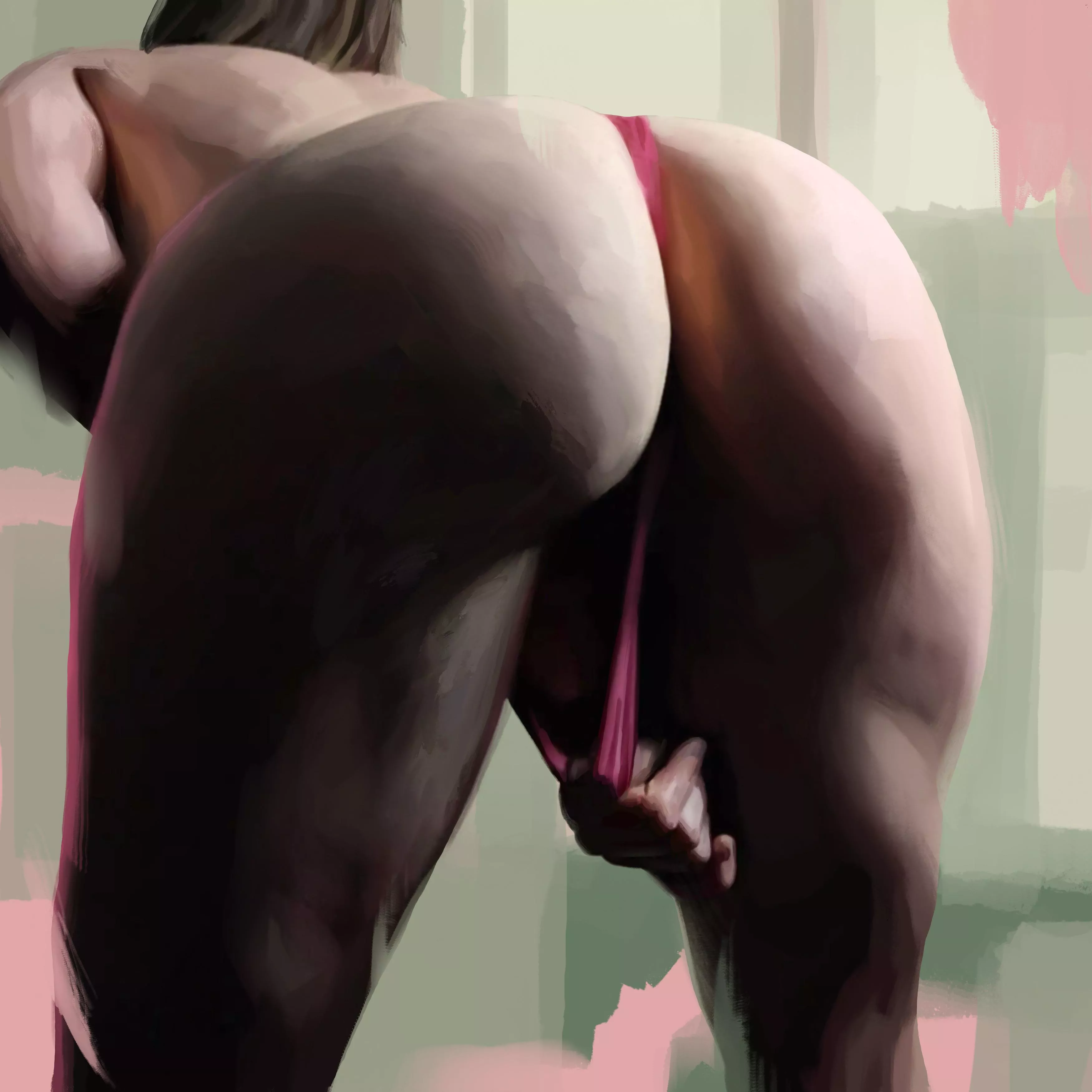 Anticipation, digital painting by me of u/MelbMM posted by obscene_daydream