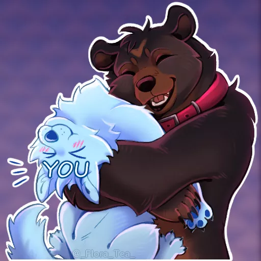 (by me) 'Bear Hug' Telegram sticker commission for u/Lvovich! posted by Flora-Tea