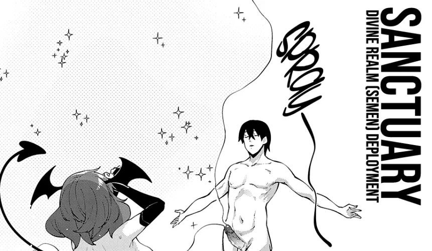 Mono Sanctuary Divine Realm (semen) deployment, demon girl, 1girl, 1boy by OFW_Schroe