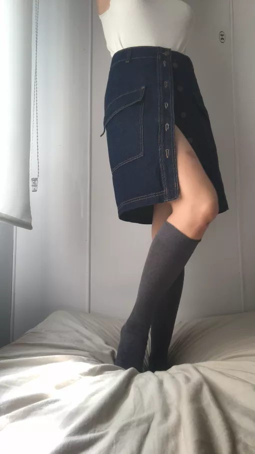 Take my socks off. Pull my skirt up. And... posted by ArtsyLilly