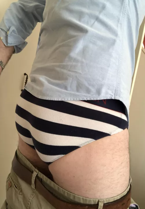 Home from my first day of the casual dress code. The clothes are plain but I had stripes underneath. by Richardse110