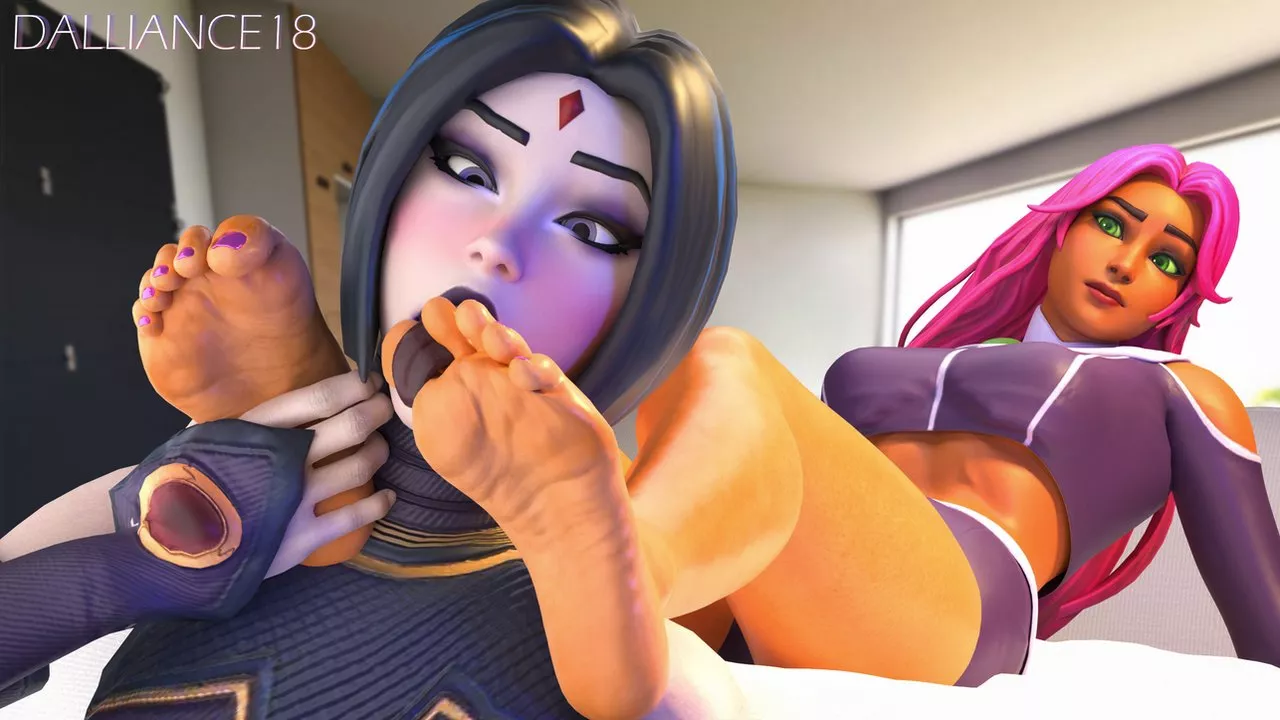 Raven & Starfire (Teen Titans) [Artist: Dalliance18] posted by ComaOfSouls