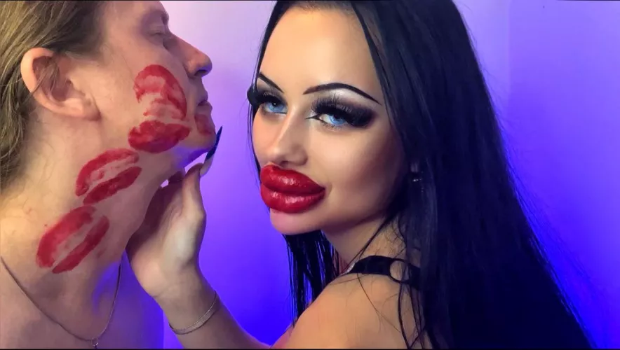 my big red lips leaving big kissing marks by Fine-Ad2329