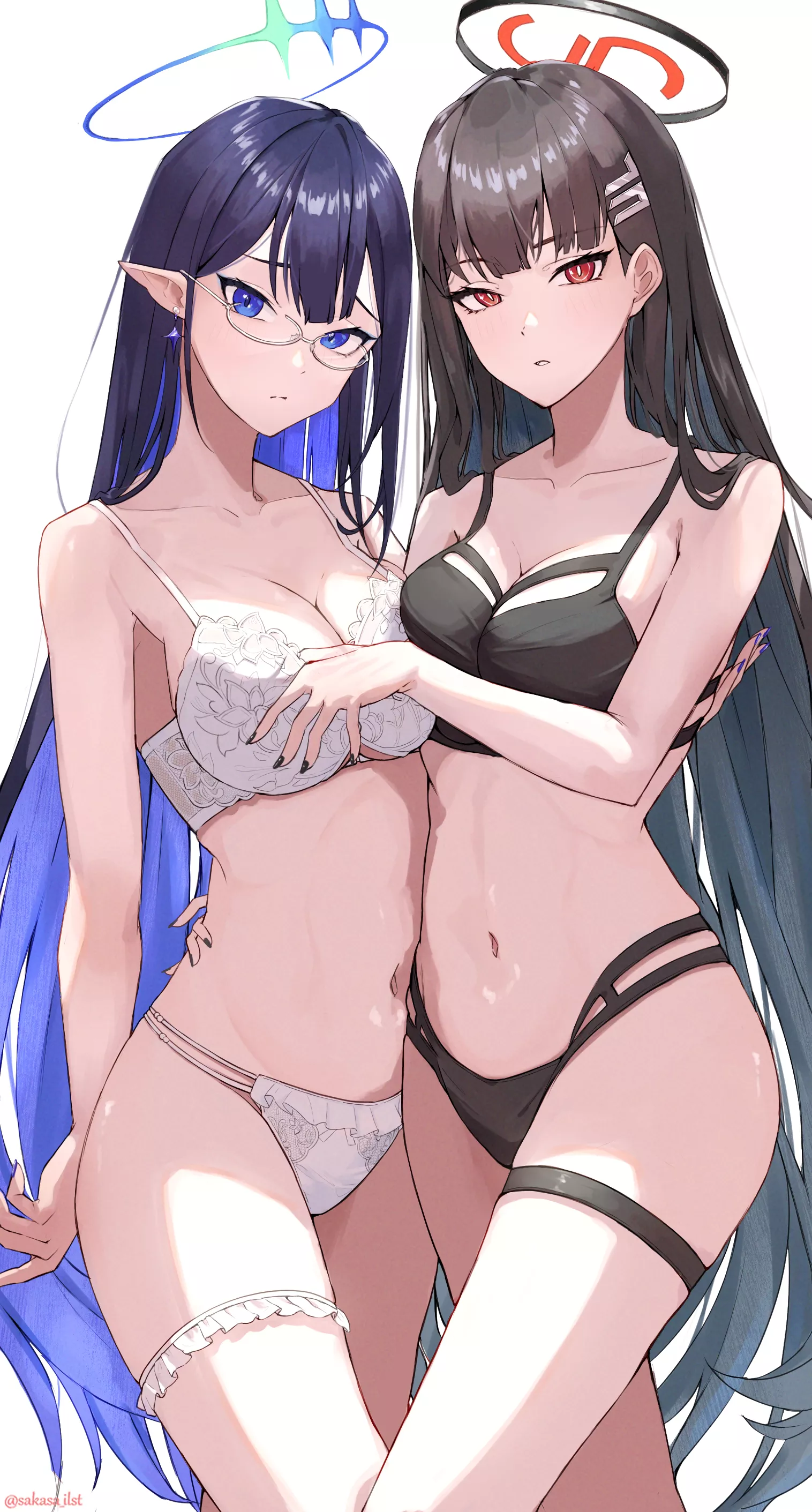 Rin and Rio in Lingerie (Sakasa) [Blue Archive] posted by llamanatee