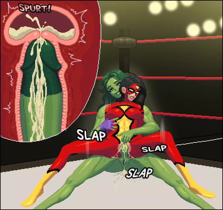Spider-woman defeated by She-hulk (blackguard) posted by bingchilinh2004