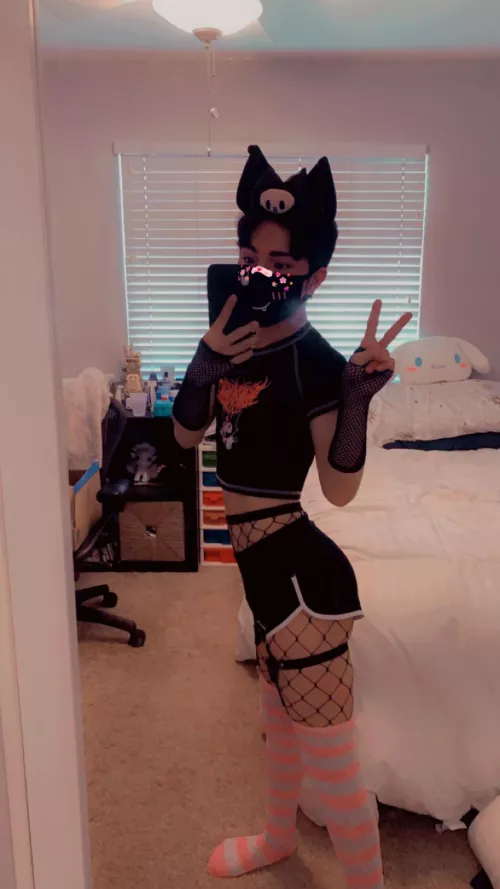 My first femboy outfit! What do yall think? ✌️😜 by FemboyDubu