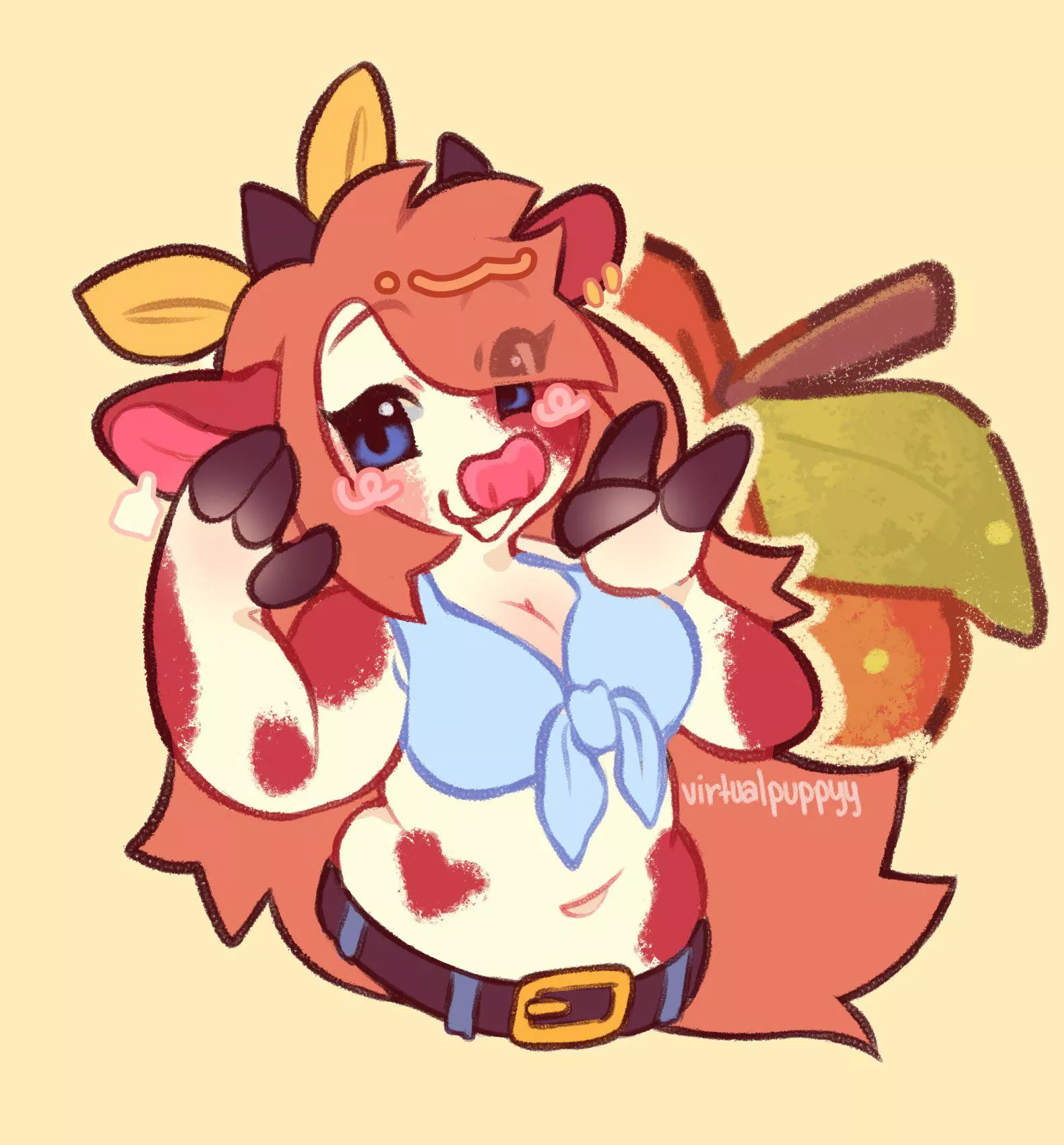 Apple cow! (art by me, virtualpuppyy on Twitter) posted by -Spooders-