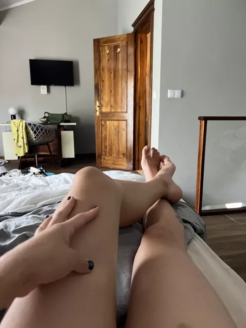Your amazing reactions motivate to touch my smooth legs with my polished black nails ☺️🖤 by Fantastic_Priority