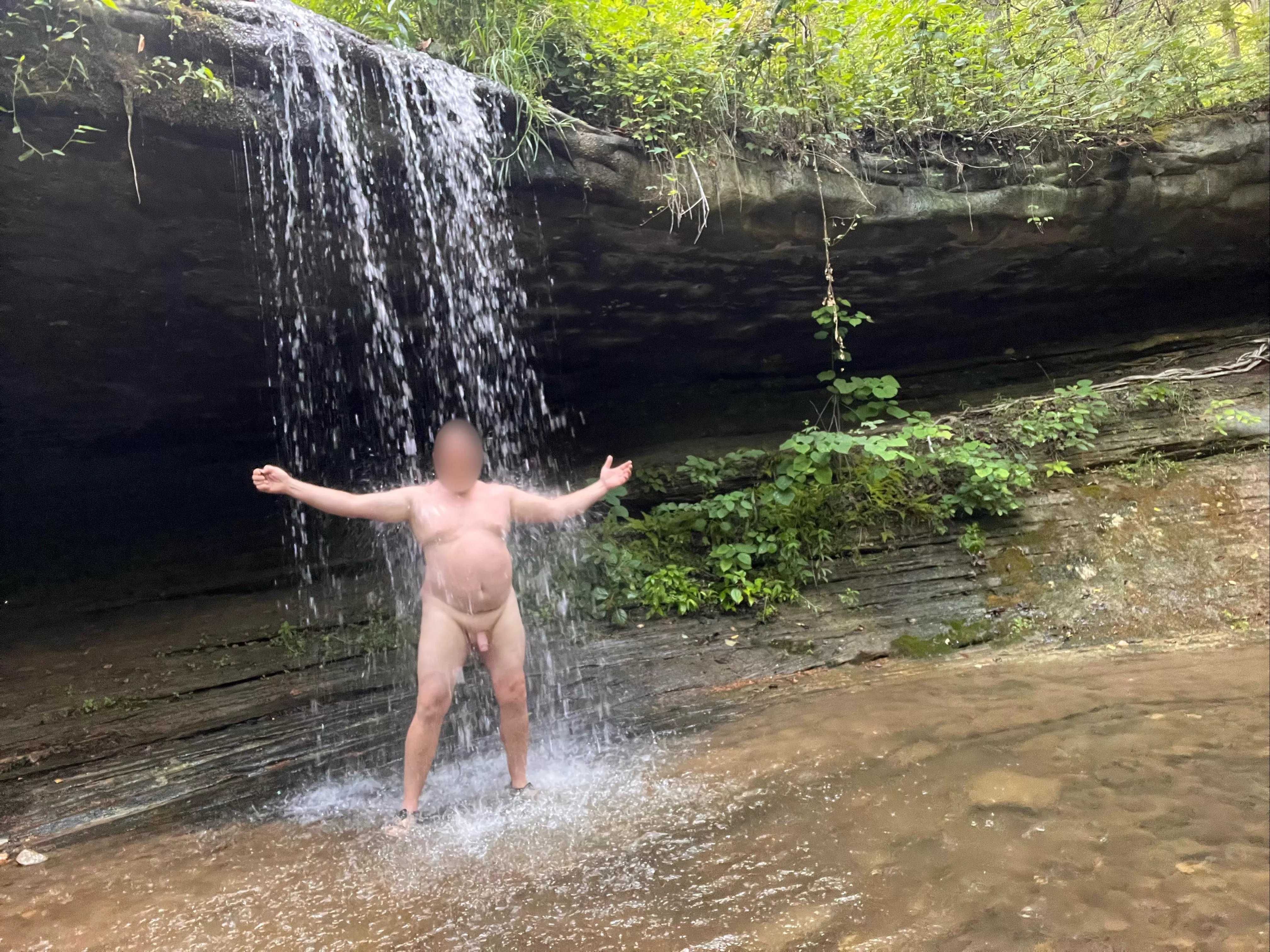 Cooling off at a nice little waterfall posted by outdoordon