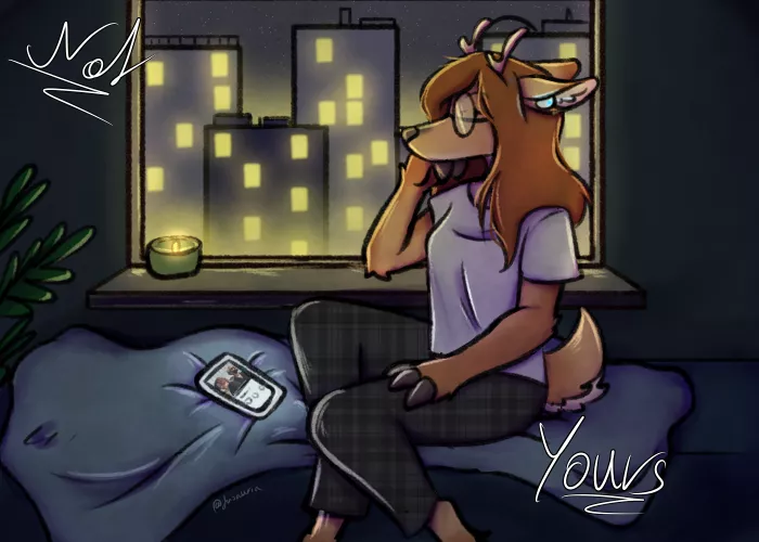 What is your favorite music to listen to at night? (was a ych comm of mine, details in comments, art by me) by jusauria_sfw