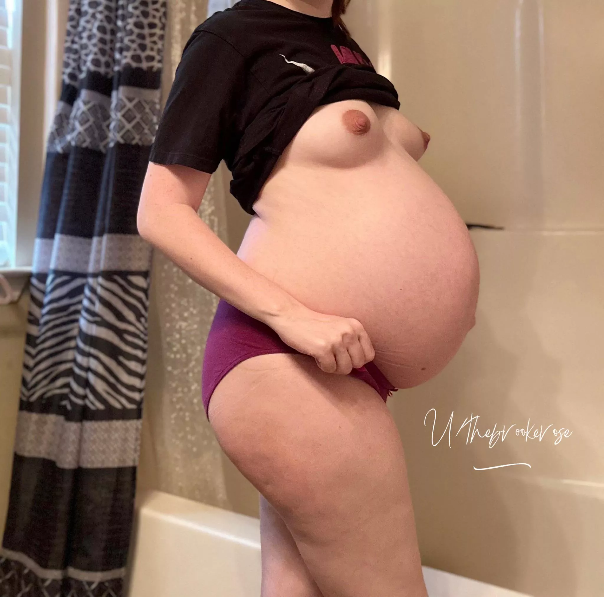 My bump is so big on my little body.🤰🏻 posted by thebrookerose