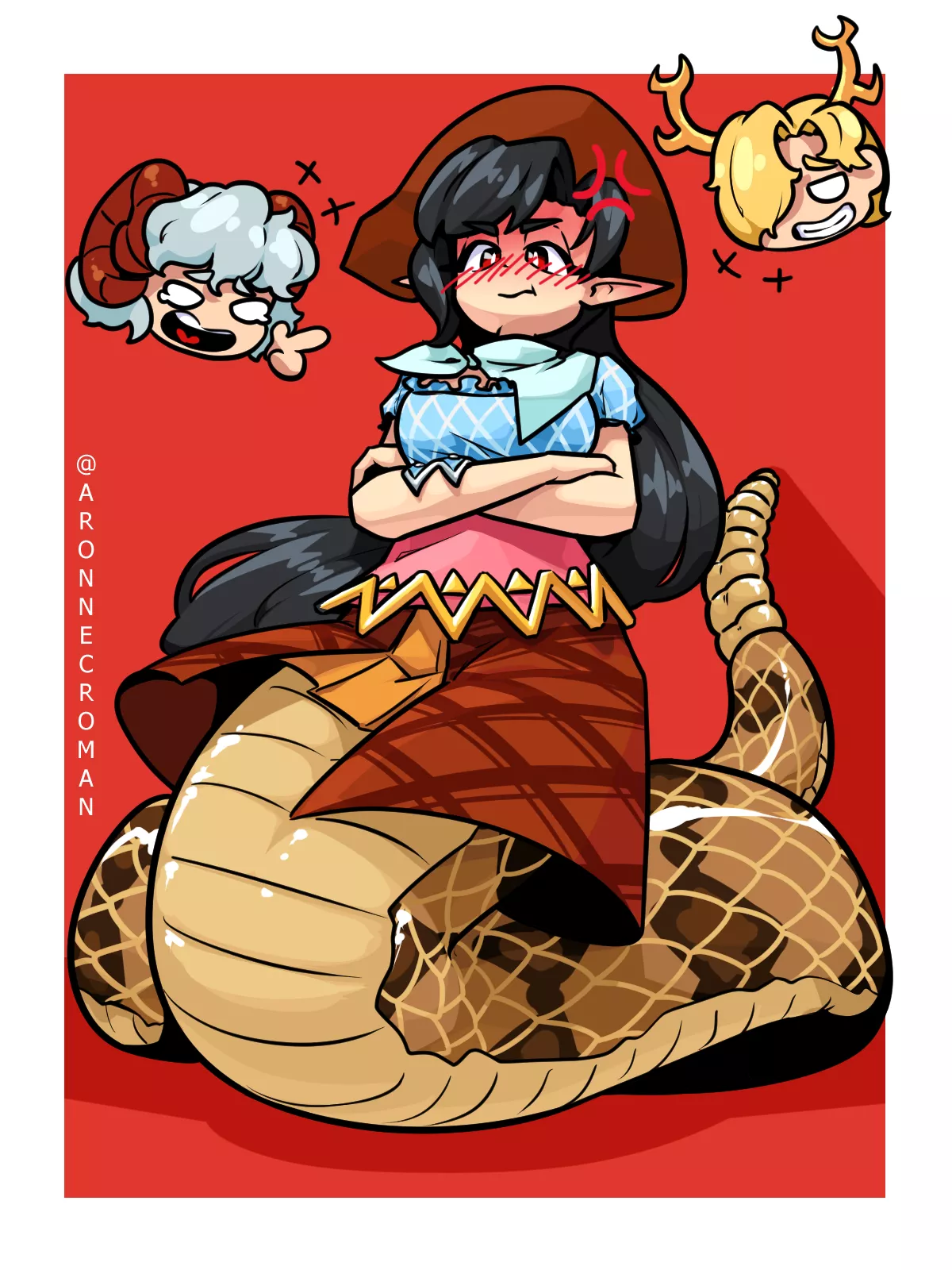 Saki Kurokoma as a rattlesnake lamia by @AronNecroman posted by The_Electric_Llama