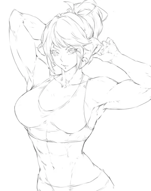 Some muscle lineart ( @tezy8art ) by StarvingArtist2000