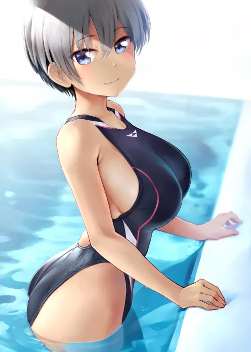 Uzaki Hana Going to Swim in Skimpy Competition Swimsuit [Uzaki-chan wa Asobitai!] (washizutan) by ecchi_neko