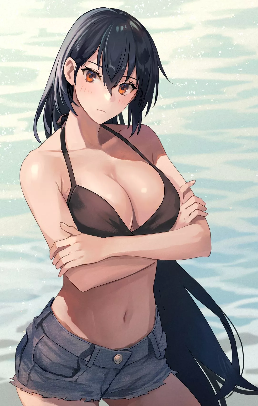 Nagato in hotpants and a bikini top [Kancolle] posted by namiaiman